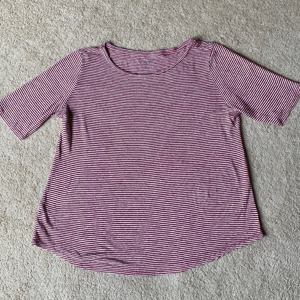 LOFT red/white striped linen shirt